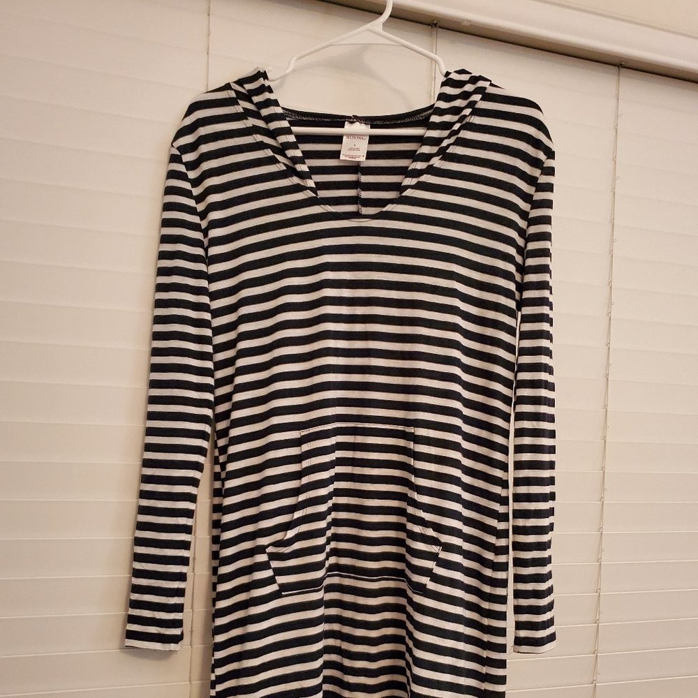 Navy Striped Dress with Hood